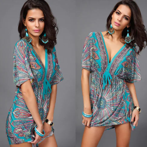 Women's Plus Size V Neck Sexy Milk Silk Long Dress Main image