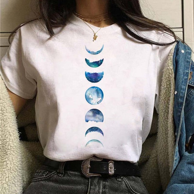 Women's Aesthetic Universe Planets Graphic T Shirt