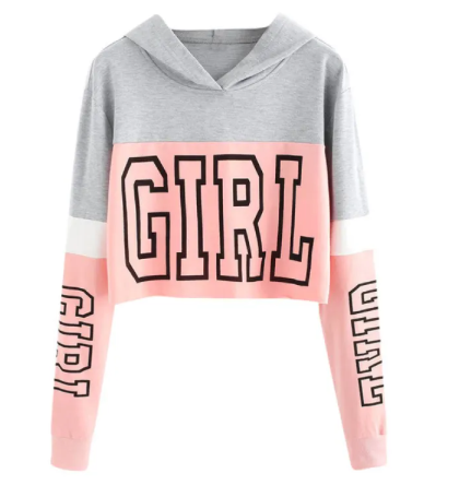Women's Patchwork Crop Hoodie Women's Hoodie Unbranded Pink XL