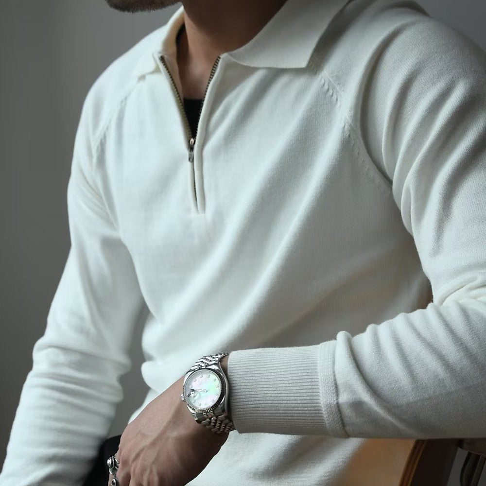 Men's Half Zipper Knitted Polo Shirt Main image