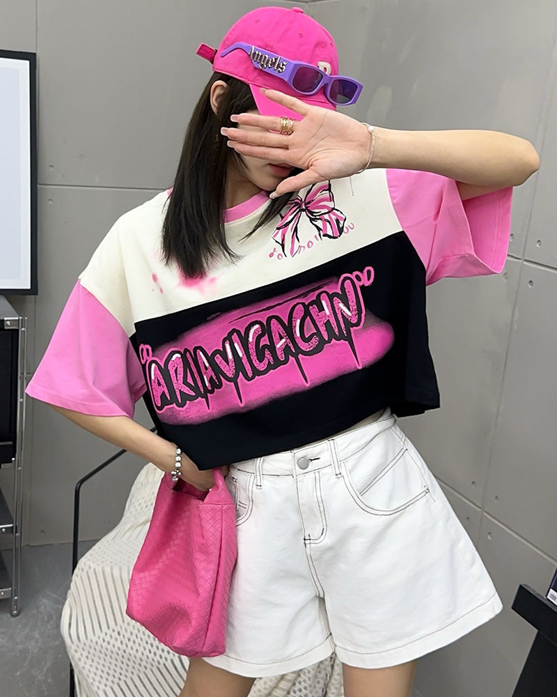 Women's Color Block Short T Shirt