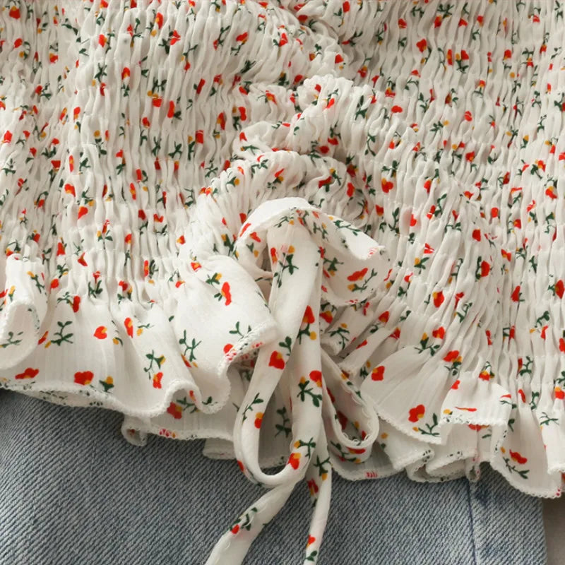 Women's Floral Ruffled Tops ILLUSION CO
