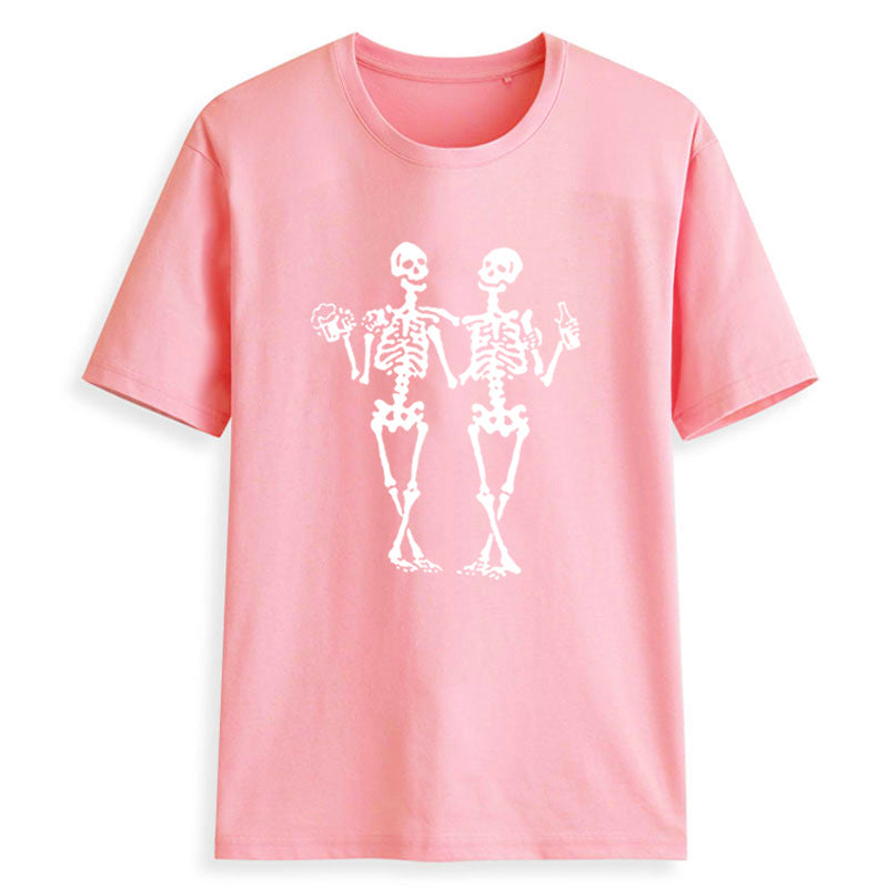 Women's Dancing Skull Beer Graphic T Shirt