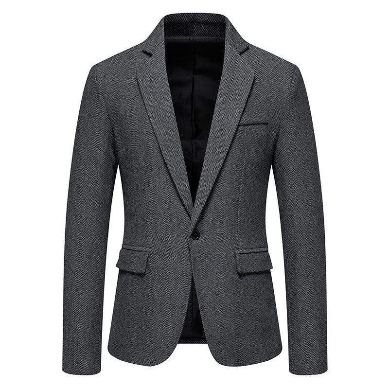 Men's Thickened Casual Suit for Business and Office Wear ILLUSION CO Black S
