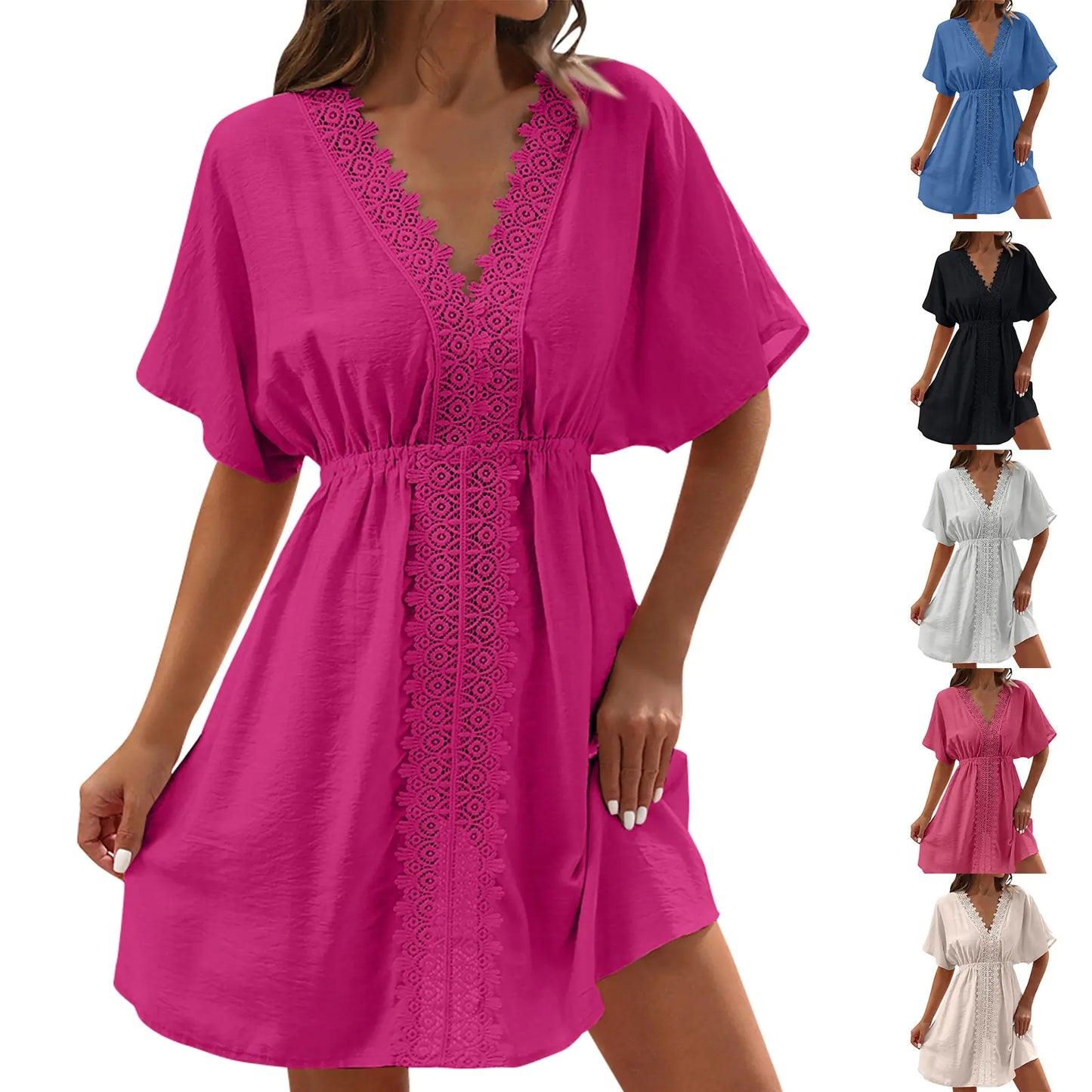 Women's Ice Silk Lace Bikini With Beach Dress