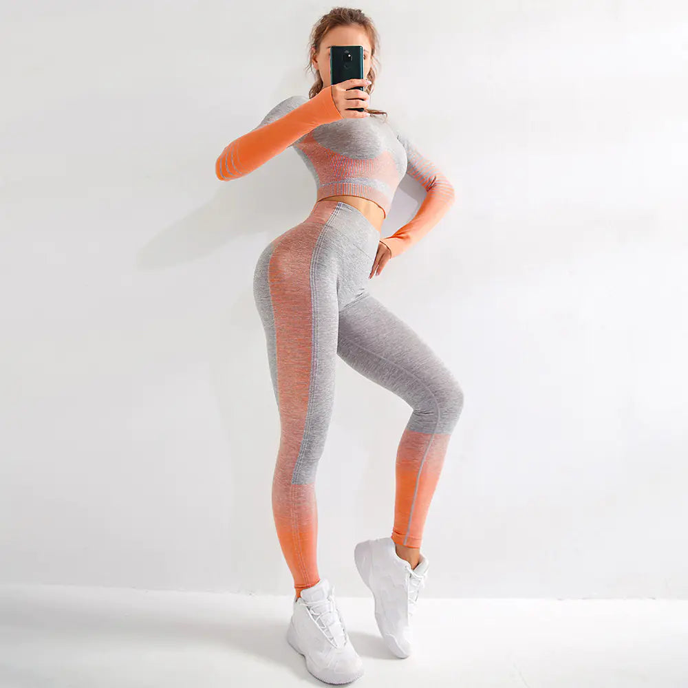 Women's Yoga Set Long Sleeve Seamless Breathable Activewear