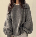 Women's Crew Neck Pullover Sweater Women's Knitwear & Sweaters Unbranded Gray One Size Fits All