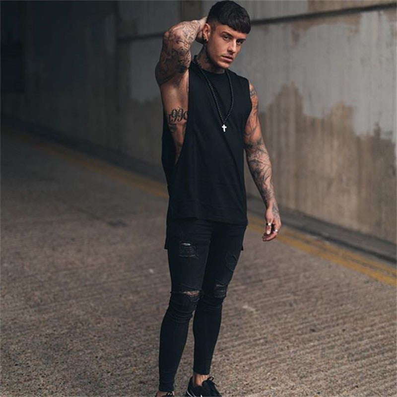 Men's Hip Hop Loose Split Tank Top