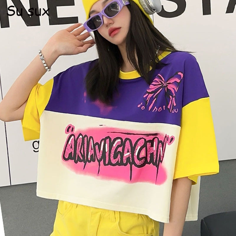 Women's Color Block Short T Shirt