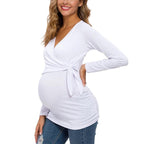 Women's Long Sleeve V Neck Maternity Blouse