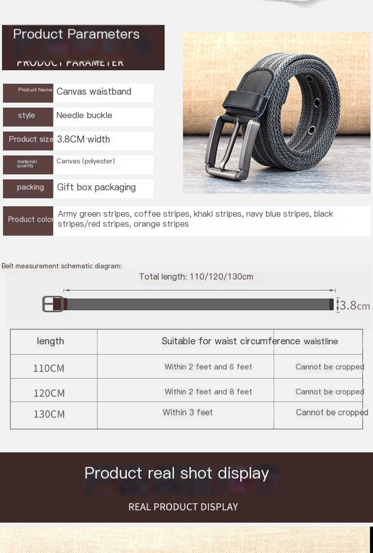 Men's Canvas Belt with Polyester Weaving Men's Belt Unbranded