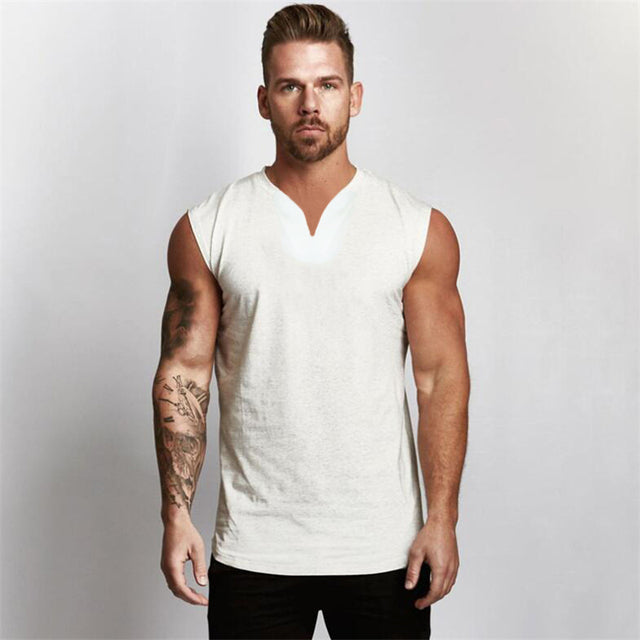 Men's Smooth Solid Summer V Neck Sports Tank Top