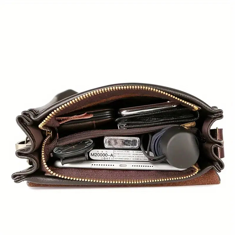 Men's Casual Vertical Leather Crossbody Shoulder Bag