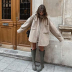 Women's Casual Camel Woolen Shirt