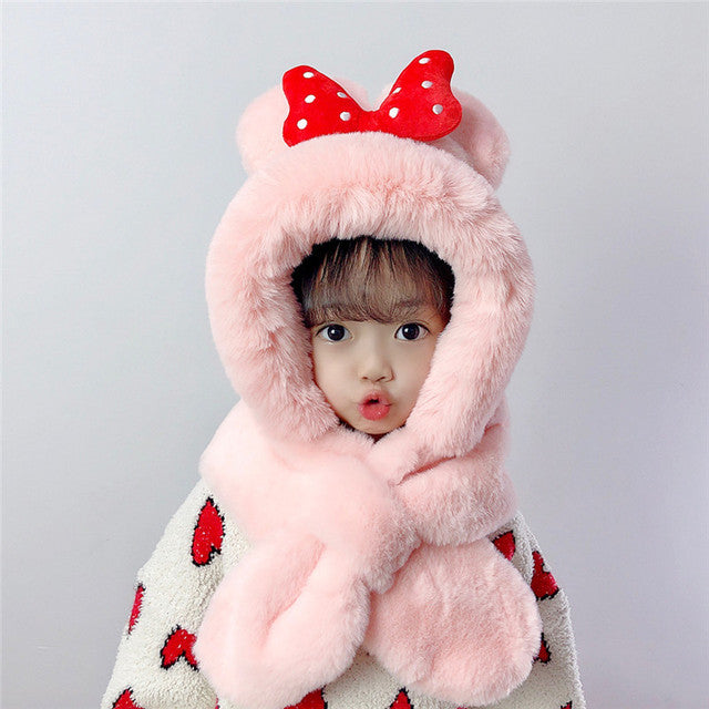Children's Thick Warm Scarves And Hats With Cute Designs