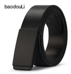 Men's Leather Plate Buckle Belt