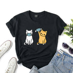Women's Cartoon Cat Short Sleeve T Shirt
