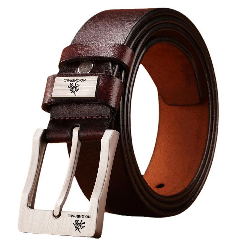 Men's Vintage Business Double-Layer Leather Belt Men's Belt Unbranded Main image