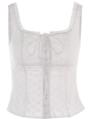 Women's Square Collar Buckle Tank Tops