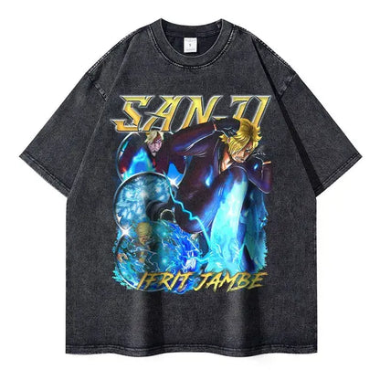 Anime One Piece Washed Oversized Tshirt