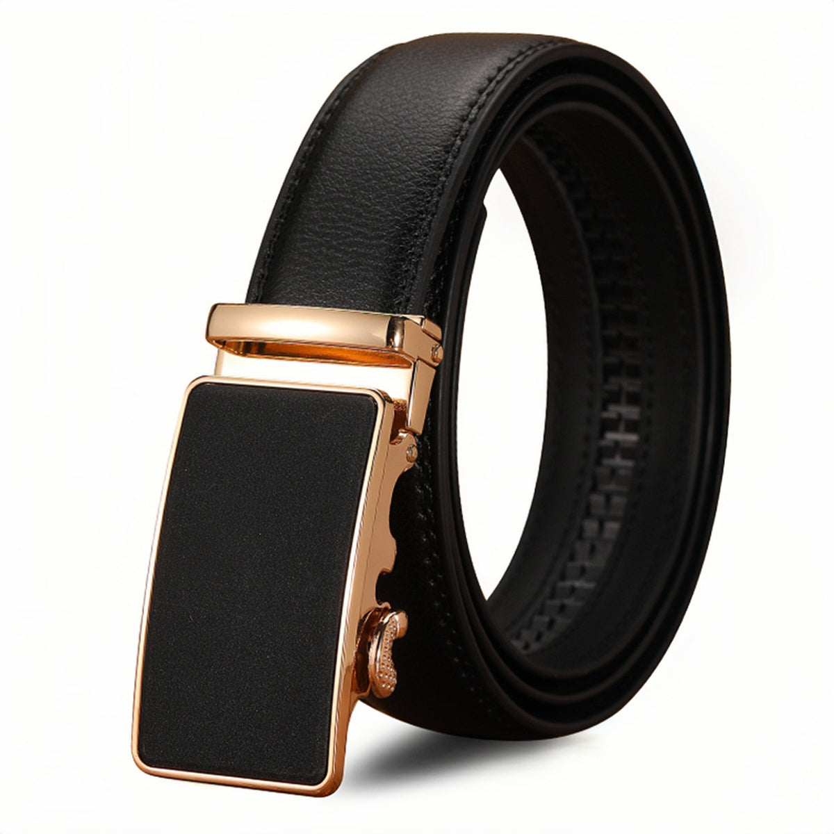 Men's Premium Leather Belt with Automatic Buckle Men's Belt Unbranded Main image