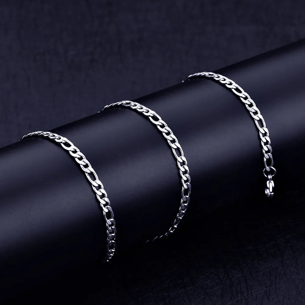 Figaro Chain Bracelet & Necklace Set 4mm
