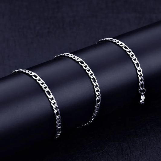 Figaro Chain Bracelet & Necklace Set 4mm