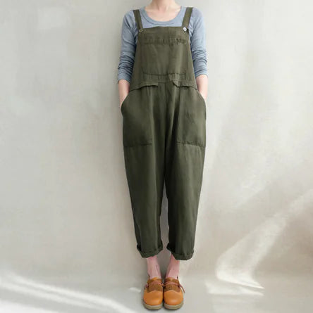 Women's Cotton Linen Overall Jumpsuit