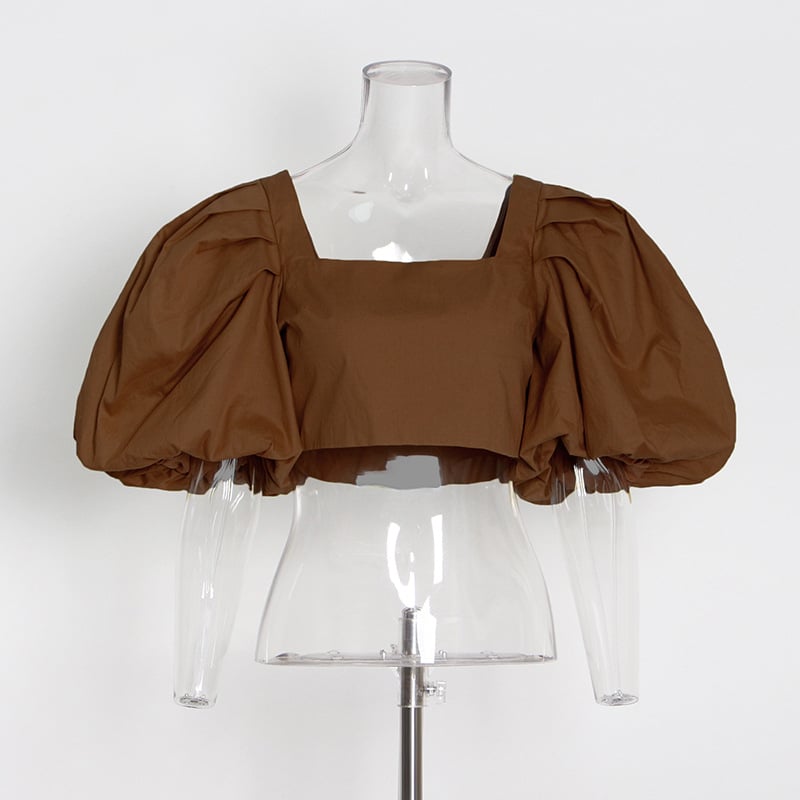 Women's Square Collar Bubble Sleeve Tops Women's Tops & T-shirt Unbranded Main image