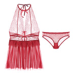 Women's Lace Lingerie Sleepwear Set With Sheer Homewear Women's Lingerie Unbranded