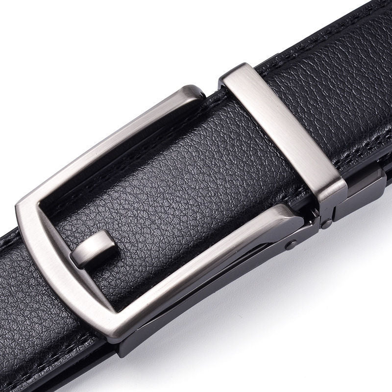 Men's Genuine Leather Automatic Buckle Belt - Fashionable Secondary image