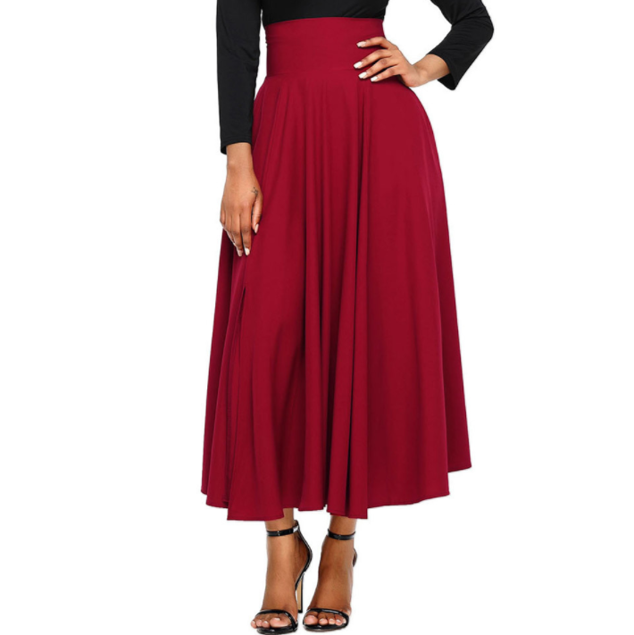 Women's Mini Pleated Skirt ILLUSION CO Wine Red XXL