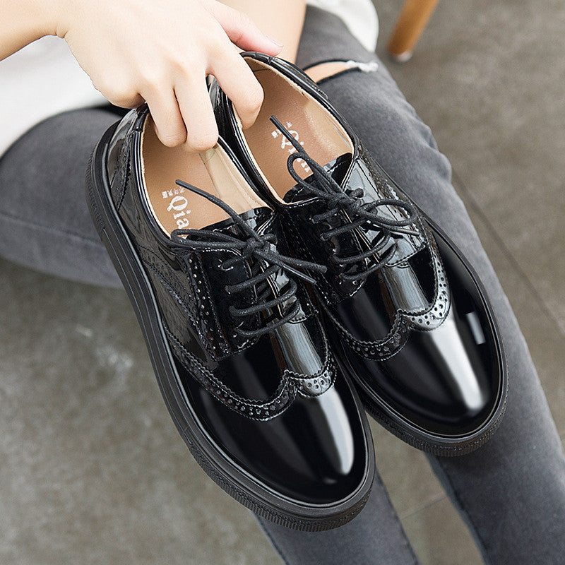 Patent Leather Women's Brogues with Soft Sole Flats