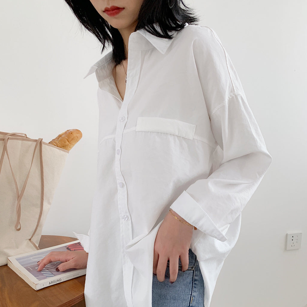 Women's Loose Plain Shirt Jacket
