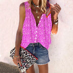 Women's Casual Loose Printed Sleeveless Shirt