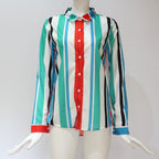 Women's Striped Chiffon Long Sleeve Shirt