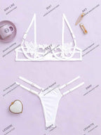 Women's Lace Overlay Bustier Set Women's Lingerie Unbranded White 02 M