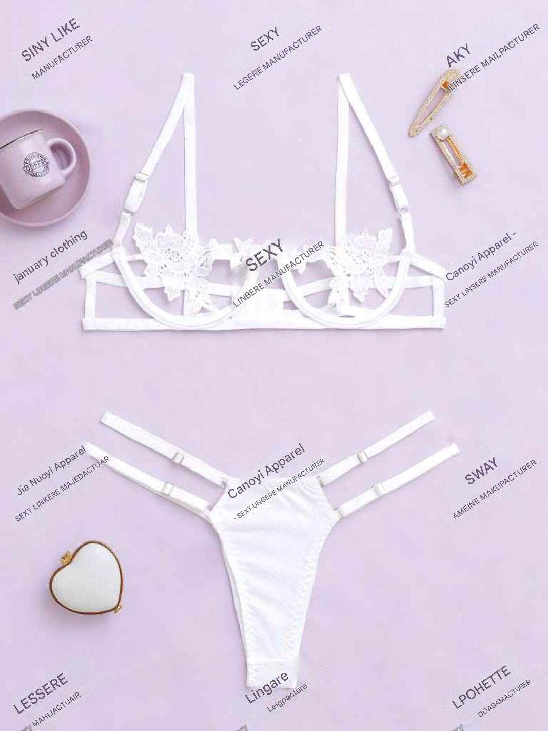 Women's Lace Overlay Bustier Set Women's Lingerie Unbranded White 02 M