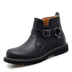 Men's British Style Mid-Top Leather Tooling Boots
