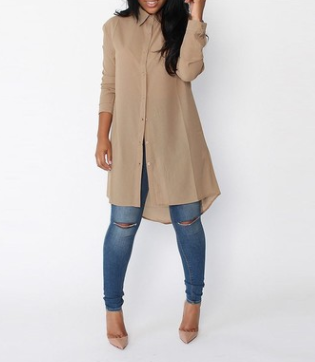 Women's Irregular Long Sleeve Chiffon Shirt