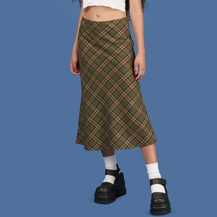 Women's Vintage Plaid Mermaid Skirt