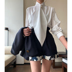 Women's Pearl Scarf Collar White Shirt