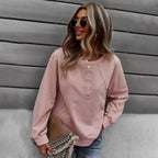 Trendy Women's Long-Sleeved Round Neck Pullover Sweater Women's Knitwear & Sweaters Unbranded Pink L