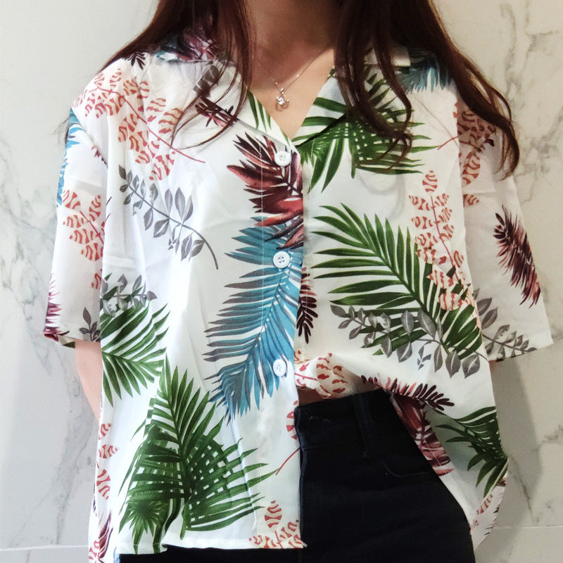 Women's Floral Short Sleeve Shirt