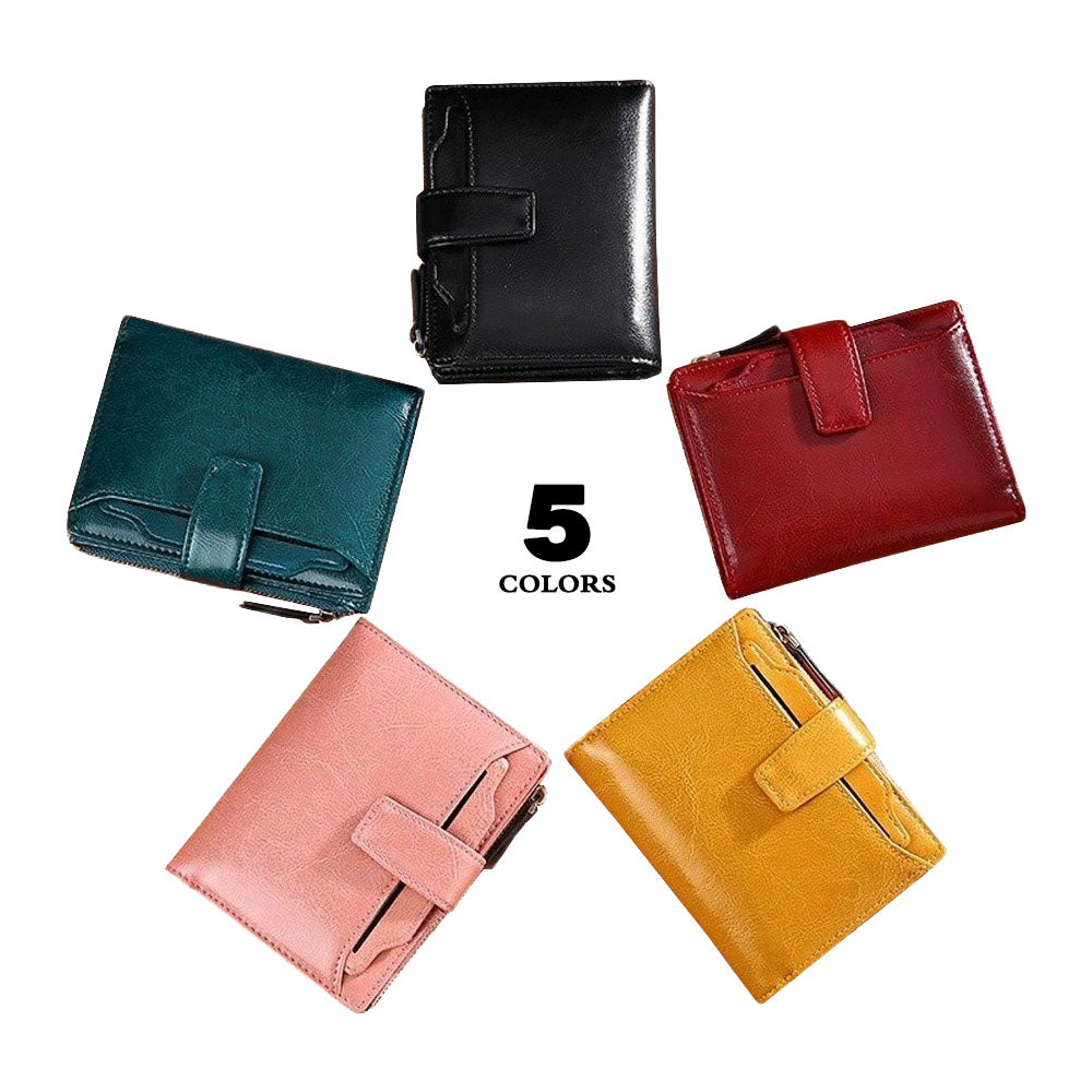 Vintage Genuine Leather Girls Wallet with Zipper