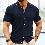 Men's Summer Polo Shirt Button Lapel Top