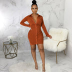Women's Solid Color Sexy Shirt Dress
