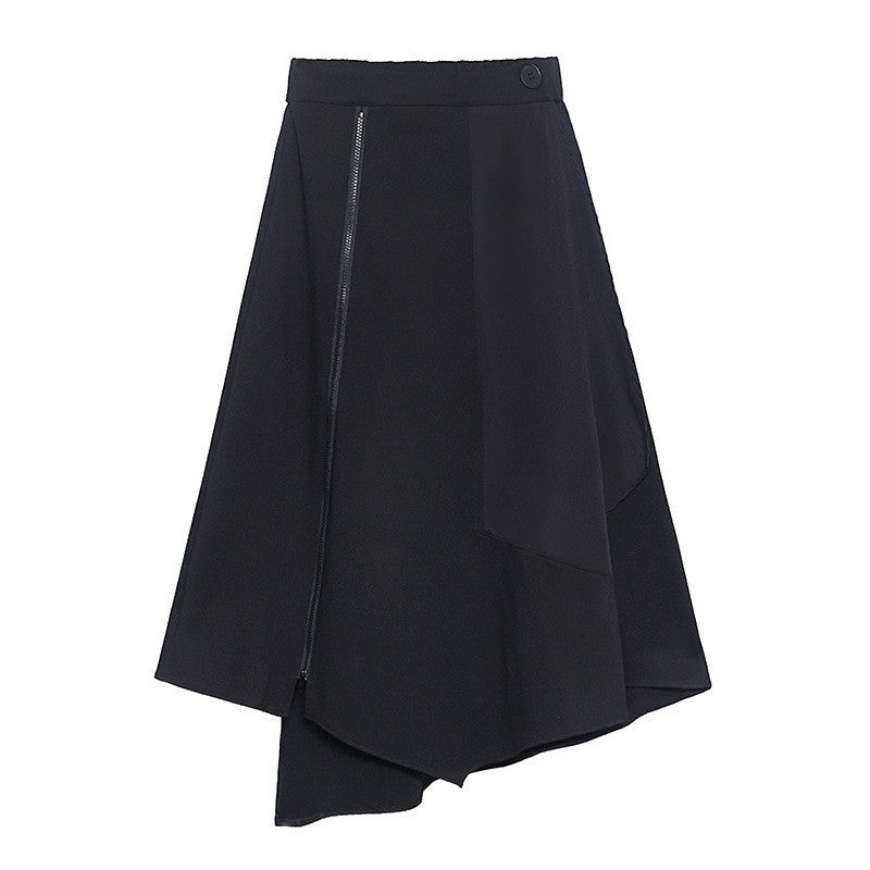 Asymmetric High Waist Zip Split Skirt for Women