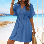 Women's Ice Silk Lace Bikini With Beach Dress
