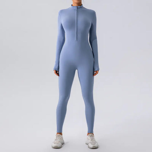Women's High Elastic Zipper Yoga Jumpsuit